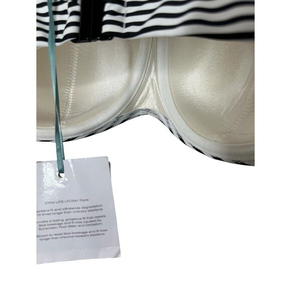 NWT Panache Womens Anya Stripe Bandeau Bikini Top 38G Padded‎ Swim Black/White - Picture 9 of 16
